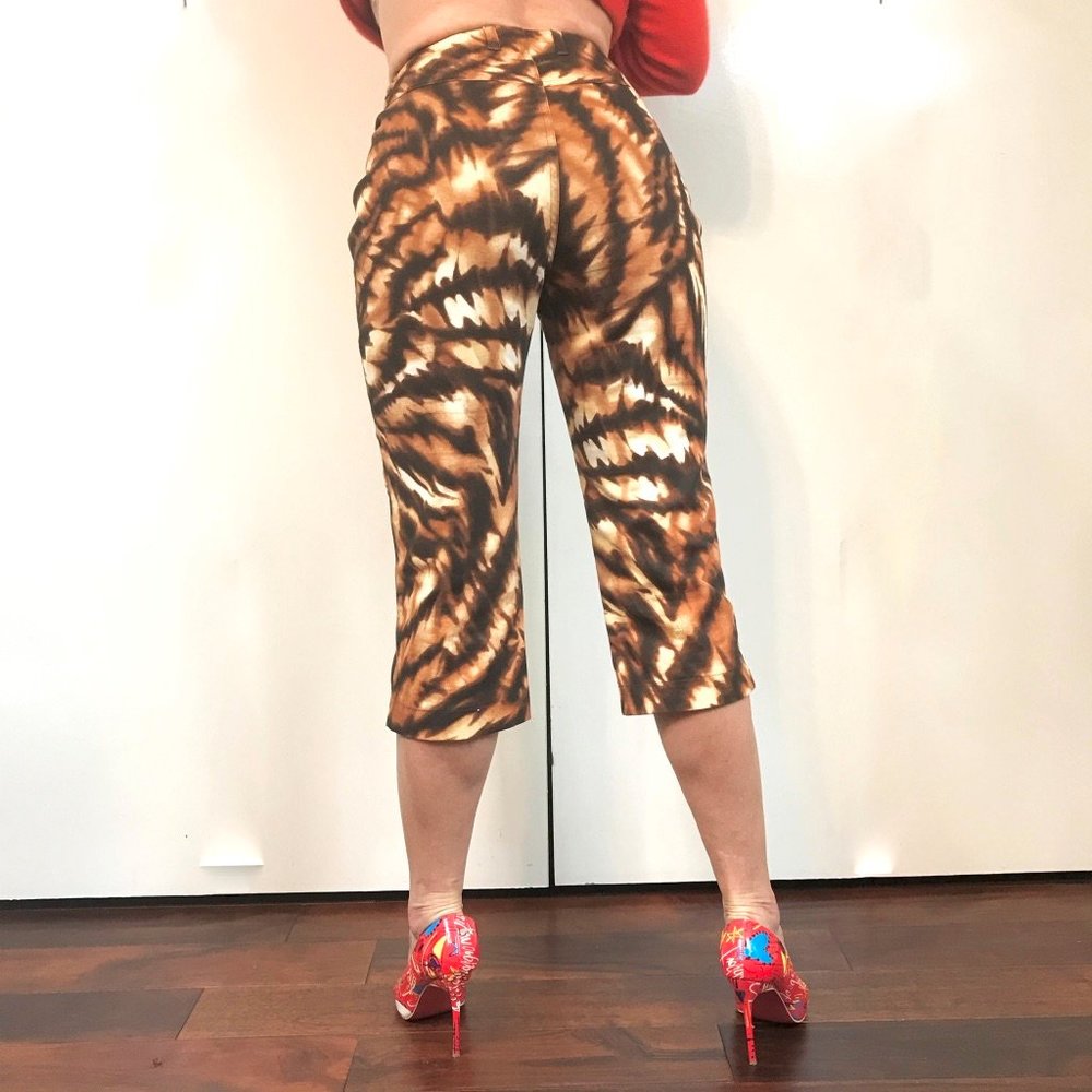 Escada Vintage Animal Print Cropped Denim Pants - Picture 2 of 8